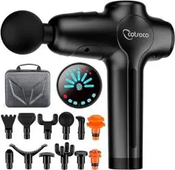 Produktbild: cotsoco Massagepistole, Tiefengewebe-Percussion-Muskelmassagepistole für Sportler, superleise, tragbares elektrisches Sport-Massagegerät mit 12 Massageköpfen, Schwarz