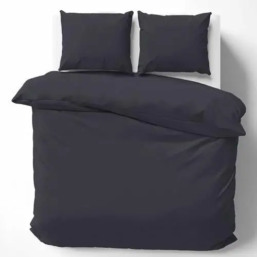 Produktbild: Cotton Castle Bettwäsche Bettgarnitur Bettbezug 100% Baumwolle 135x200 155x220 200x200 200x220, Farbe:Anthrazit, Größe:200 x 200 cm