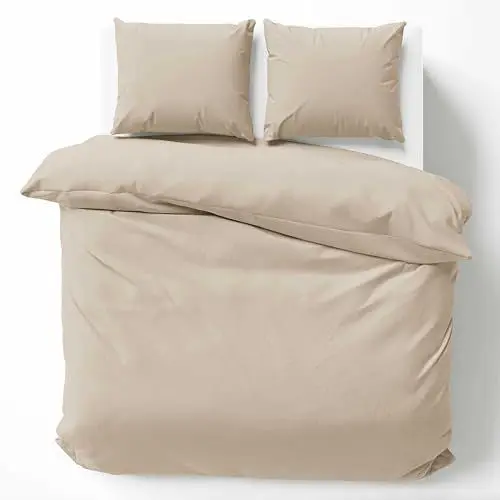 Produktbild: Cotton Castle Bettwäsche Bettgarnitur Bettbezug 100% Baumwolle 135x200 155x220 200x200 200x220, Farbe:Beige, Größe:200 x 200 cm
