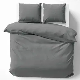 Produktbild: Cotton Castle Bettwäsche Bettgarnitur Bettbezug 100% Baumwolle 135x200 155x220 200x200 200x220, Farbe:Grau, Größe:200 x 220 cm