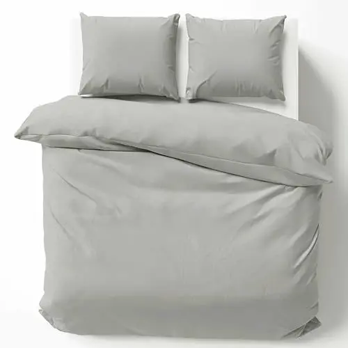 Produktbild: Cotton Castle Bettwäsche Bettgarnitur Bettbezug 100% Baumwolle 135x200 155x220 200x200 200x220, Farbe:Hellgrau, Größe:135 x 200 cm