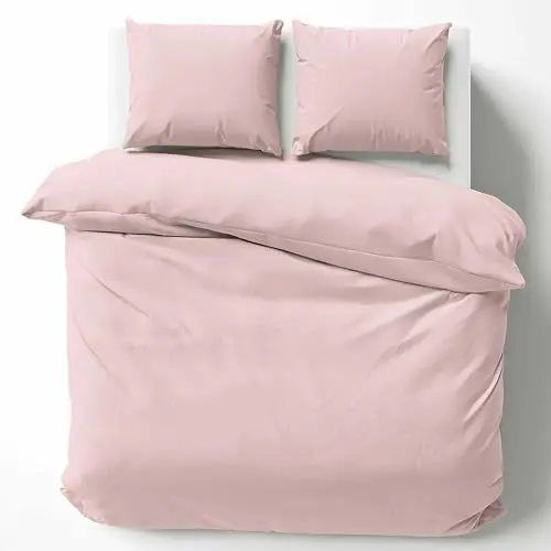 Produktbild: Cotton Castle Bettwäsche Bettgarnitur Bettbezug 100% Baumwolle 135x200 155x220 200x200 200x220, Farbe:Rosa, Größe:200 x 200 cm