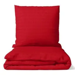 Produktbild: Cotton Castle Seersucker Bettwäsche Wendeoptik Bettwäsche Bettgarnitur Bettbezug Microfaser, Größe:135 x 200 cm, Farbe :Rot