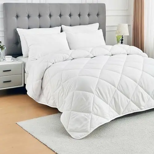 Produktbild: Cotton Castle Steppdecke Mono Bettdecke 4-Jahreszeiten Ganzjahresdecke 135x220 155x220 200x200 200x220, Größe:200cm x 200cm + 2 Stück 80cm x 80cm