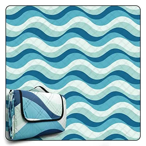 Produktbild: COVACURE Picknickdecke 200x200 cm XXL – Wasserdicht, Sandfrei & Waschbar – Isolierte Stranddecke für Outdoor, Camping, Park & Picknick – Faltbar & Leicht