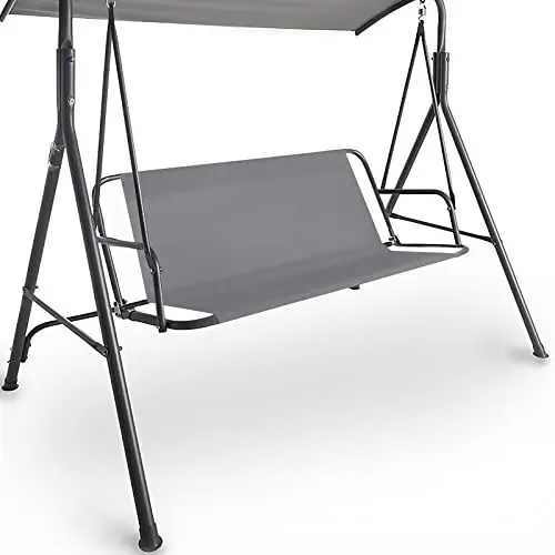 Produktbild: Coverify Ersatz-Schaukelsitzbezug, strapazierfähiges 600D-Oxford-Gewebe, Gartenschaukel, Stuhlbezug für den Außenbereich, universelle Passform für 3-Sitzer-Schaukelstuhl, 138x48x48cm, Grau