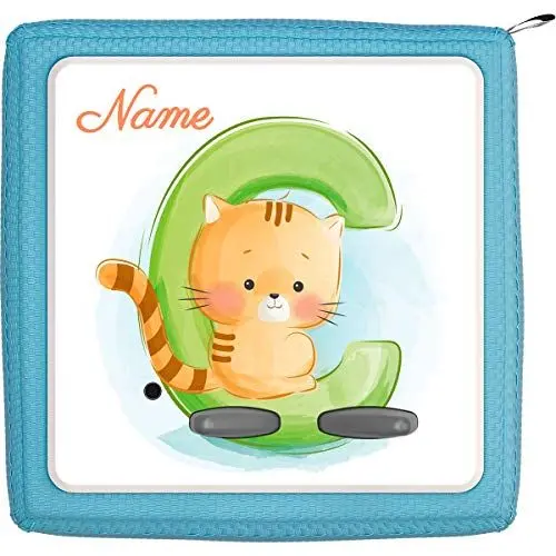 Produktbild: Coverlounge® Schutzfolie passend für die Toniebox mit Namen personalisiert | Baby Katze mit Buchstabe C