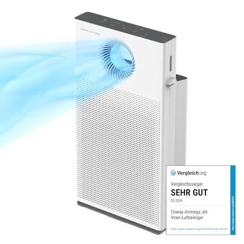 Produktbild: COWAY Luftreiniger Allergiker, MegaJet Technologie, Entfernt 99,999% der schädlichen Partikel bis zu 0,01 µm, für Allergie (ECARF Siegel) Staub Pollen Haustier, CADR 402m³/h - AIRMEGA JET