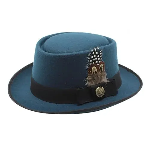 Produktbild: Cowboy Kinder Trachtenhut mit Feder Herren Trachtenhut Mütze Stopperhut Hut für Tracht und Lederhose Trachtenhut für Damen und Herren Cowboy Westen Herren (Mint Green, M)