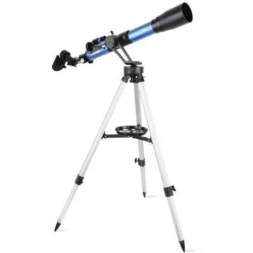 Produktbild: Cowiewie Teleskop 60/700mm Astronomisches Refraktor Teleskop für Einsteiger mit 5x24 Suchfernrohr Stativ Telefon Adapter, zur Beobachtung von Mond und Planeten