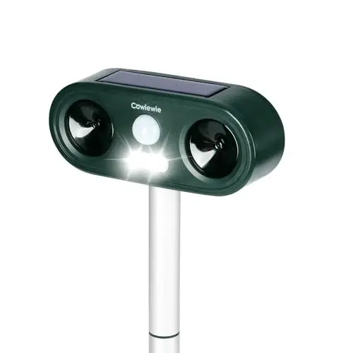 Produktbild: Cowiewie Utraschall Tiervertreiber Katzenschreck Power Batterie, Abwehr Marderabwehr, Garten Tiervertreib Outdoor Wasserdicht Katze Fuchs Hund Schreck für Garten Hof Feld, Farm mit Lautspreche