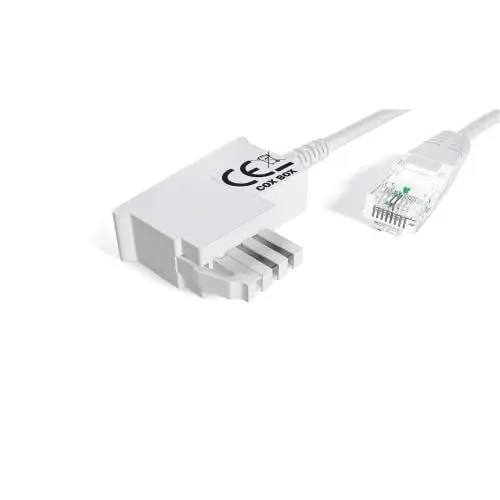 Produktbild: COXBOX 5 m DSL Kabel Fritzbox, Speedport, Easybox - TAE Kabel RJ45 weiß - VDSL ADSL WLAN Router-Kabel mit Twisted Pair für eine zuverlässige Verbindung