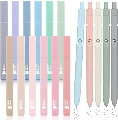 Produktbild: COZCLAM 17 Textmarker Pastell Set, 12 Stifte Aesthetic Bible Highlighter und 5 Schwarze Fineliner-Stiften, Pastell Textmarker Bibel Zubehör für Journal, Bibel, Büro, Schulbedarf