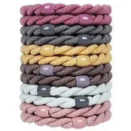 Produktbild: COZEASY 12 Stück Elastische Haargummis, ohne Metall Geflochtener Keine Pull oder Beschädigung Pferdeschwanz Halter, Elastisch Haarbänder für Damen & Mädchen Dickes und Lockiges Haar (Set 17)