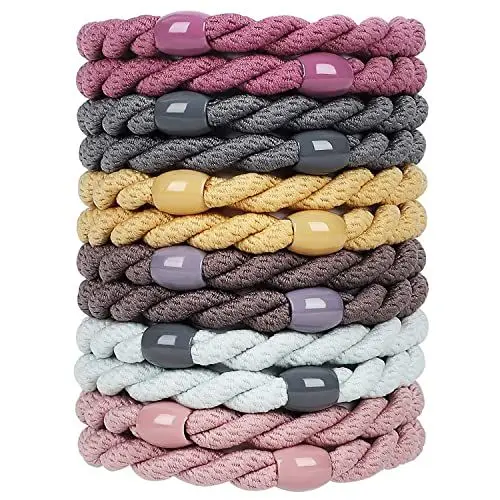 Produktbild: COZEASY 12 Stück Elastische Haargummis, ohne Metall Geflochtener Keine Pull oder Beschädigung Pferdeschwanz Halter, Elastisch Haarbänder für Damen & Mädchen Dickes und Lockiges Haar (Set 17)