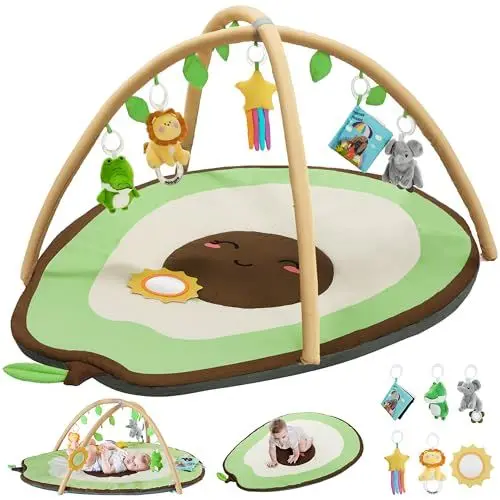 Produktbild: CoziBB Spielbogen Baby, Krabbeldecke Für Baby, Spieldecke Baby, Baby Gym, Spielteppich Baby, Baby Spielmatte, 6 Abnehmbare Spielzeuge, Weich Und Bequem Für Babys & Kleinkinder