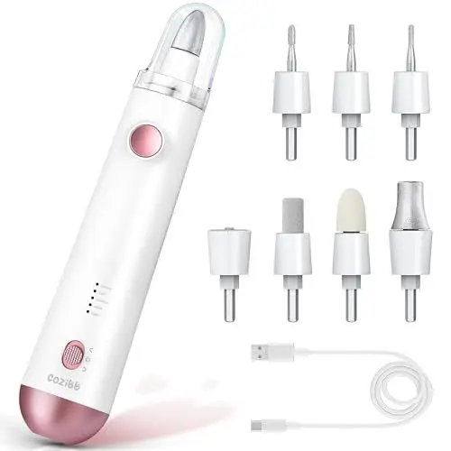 Produktbild: CoziBB Nagelfräser, Maniküre/Pediküre Set, Tragbarer Elektrischer Kabelloser Fußpflege Set, Kabellos Akku Nagelfeile Mit 8 Professionellen Nagelfeilen, 5 Einstellbaren Geschwindigkeiten Und LED Licht