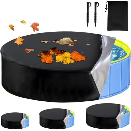 Produktbild: COZII Hundepool Abdeckung, 120 X 30 cm, Faltbarer Abdeckung für Hundepool, Freien Waschbar Wasserdicht Staubschutz Schwimmbadabdeckung (Hundepool Nicht Enthalten)