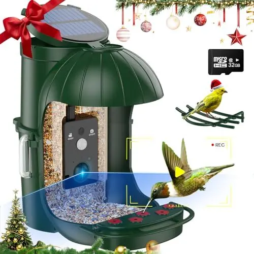Produktbild: Cozion Vogelhaus mit Kamera Solar,Vogelfutterhaus mit Kamera, Vogelhaus Kamera Vogelfutterstation Kamera Futterstationen für Wildvögel 1080P HD