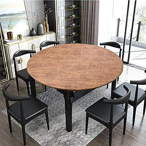 Produktbild: Cozomiz Elastische Runde Tischdecke Gartentischdecke Rundtischdecke wasserdichte rutschfeste Abwischbar Schmutzabweisend Tischdecke für Esszimmer, Küche und Picknick 95cm-110cm Holz Pattren