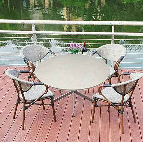 Produktbild: Cozomiz Elastische Runde Tischdecke Gartentischdecke Rundtischdecke wasserdichte rutschfeste Abwischbar Schmutzabweisend Tischdecke für Esszimmer, Küche und Picknick 95cm-110cm Marmorgrau