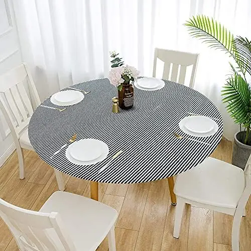 Produktbild: Cozomiz Elastische Tischdecke Gartentischdecke Rundtischdecke wasserdichte rutschfeste Abwischbar Schmutzabweisend Tischdecke für Esszimmer, Küche und Picknick 80x140cm Streifen
