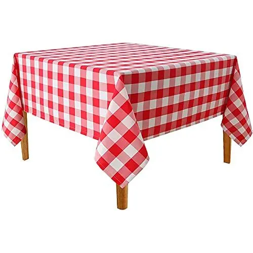 Produktbild: Cozomiz Gingham Rechteckig Tischdecke Gartentischdecke Rundtischdecke wasserdichte Tischtuch Spritzwassergeschützt rutschfeste Abwischbar Schmutzabweisend Tischdecke 100x100cm Rot