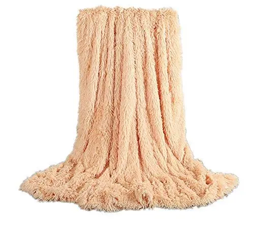 Produktbild: Cozomiz Kuschel Kunstfell Und Fleece Kuscheldecke Anthrazit Doppelseitig Farbverlauf Fleecedecke Plüschdecke Kunstfell Decke Super Weiche warme Flauschige Wohndecke Decke 160x200cm Hell Braun