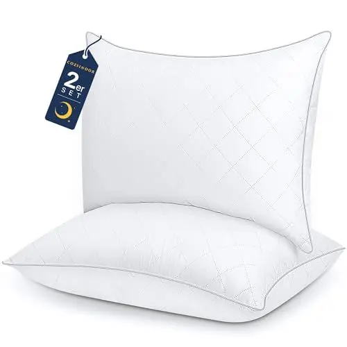 Produktbild: COZSINOOR Kopfkissen 50x70 cm 2er Set, Bestes Ergonomisches Kissen gegen Nackenschmerzen, 100% Mikrofaser Kissenfüllung Waschbar Ökotex, Premium Schlafkissen Bettkissen für gesunden erholsamen Schlaf
