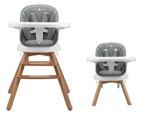 Produktbild: Cozy N Safe Eden Hochstuhl 360° Drehbar Grad Drehung 3-in-1 Set Hochstuhl für Babys Wachsen ab 6 Monaten, Babyhochstuhl inkl. 5-Punkt-Gurt, Hochstuhl mit verstellbarem Sitz
