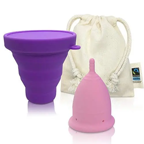 Produktbild: CozyCup Menstruationstasse CLASSIC - Made in Germany - inklusive Sterilisierbecher (Rosa Klein)