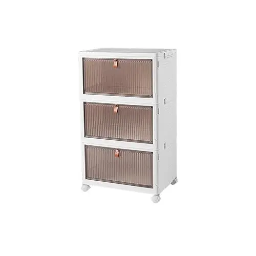 Produktbild: Cozyswan Staubdichte Aufbewahrungsbox, Kunststoff Nachttisch auf Rollen, weißer Schrank für Kleidung/Schuhe Aufbewahrung von Büchern/Spielzeug/Snacks Organizer