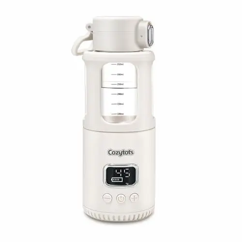 Produktbild: Cozytots Flaschenwärmer Baby Unterwegs Akku Tragbarer Flaschenwärmer to go wasserwärmer babykostwärmer unterwegs, 350ml, Glas babyflaschenwärmer mit temperatur 37~55 °C Portable Bottle Warmer