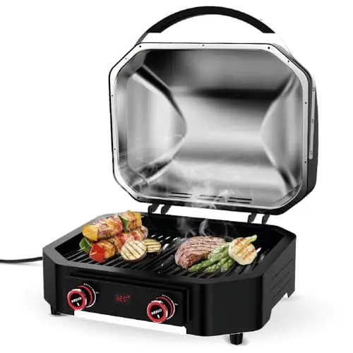 Produktbild: Cozze Elektrischer Grill mit Hoher Heizleistung und Einfacher Reinigung, Digitale Temperaturregelung, 2100 Watt, Schwarz