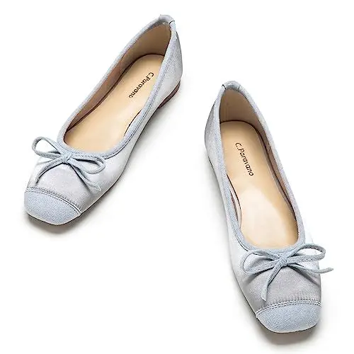 Produktbild: C.Paravano Ballerinas Damen | Ballerina Flach Schuhe mit quadratischer Zehe| Ballerinas Damen elegant und Komfortable | Brautschuhe Flach(41,Blau)