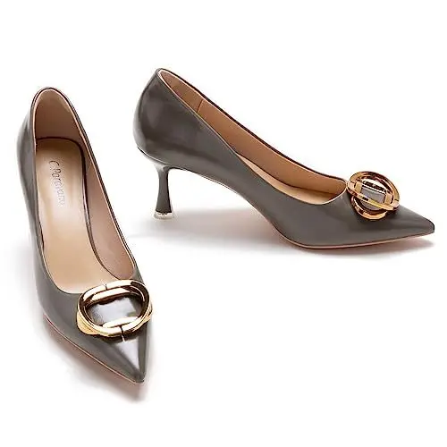 Produktbild: C.Paravano Leder Pumps Damen | Pumps Spitz | Stöckel Absatz | Schuhe Pumps | Geschlossene Zehe Pumps | Pumps Grau 42