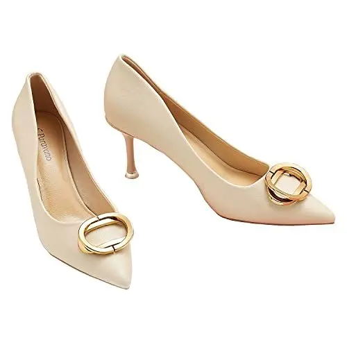 Produktbild: C.Paravano Leder Pumps Damen | Spitz | Stöckel Absatz | Geschlossene Zehe | Weiß 39