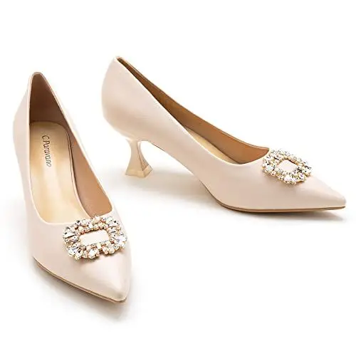 Produktbild: C.Paravano Kitten Heel Pumps | Spitz | Leder | Schuhe | Geschlossene Zehe (Weiß, 40)