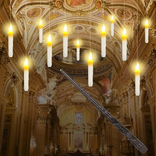 Produktbild: CPROSP 12x Flammenlose LED Kerzen mit Zauberstab, Floating Candles Fernbedienung, Fliegende Kerzen LED Batteriebetriebene, Schwimmkerzen mit Timer für Hochzeit, Tisch Party, Silvester Deko