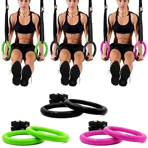 Produktbild: C.P.Sports Cross-Training Turnringe, Trainingsringe, bunt, Ringe Gymnastikringe, Gurtbänder 4m lang verstellbar - belastbar bis 200kg - schwarz