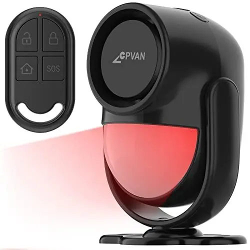 Produktbild: CPVAN PIR Bewegungsmelder Alarm, Bewegungssensor mit Fernbedienung, 125 dB, Anti-Diebstahl Alarmanlage für Haus, Wohnmobil, Garage, Büro, Wohnung, Auto, Geschäfte. Modell: CP2-Pro, Schwarz