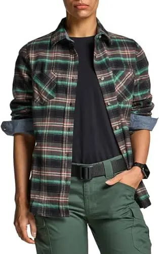 Produktbild: CQR Damen Flanell-Shirt kariert, langärmlig, weiches Casual-Button-Down Top aus Baumwolle, Wof002 1pack - Seattle Navy, XS
