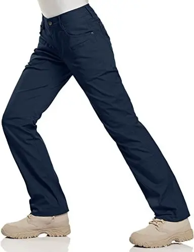 Produktbild: CQR Damen Flex Stretchige Taktische Hose, Wasserabweisende Ripstop-Arbeitshose, Cargohose, mit elastische Taille und Taschen, Stratight Navy, 34