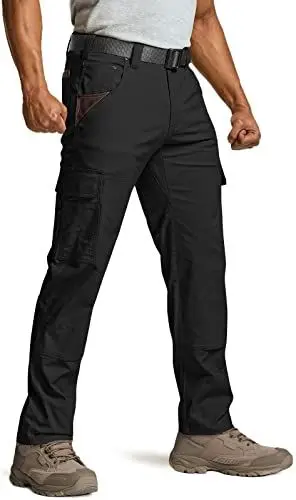 Produktbild: CQR Herren-Arbeitshose, flexibel, Ripstop, wasserabweisend, Taktische Hose, Outdoor-Einsatz, EDC Cargohose, Twp700 1pack - Black, 40W / 34L