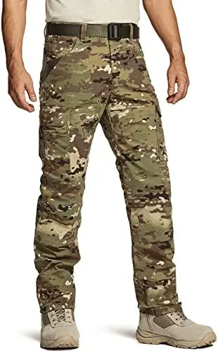 Produktbild: CQR Herren-Arbeitshose, flexibel, Ripstop, wasserabweisend, Taktische Hose, Outdoor-Einsatz, EDC Cargohose, Twp702 1pack - Utility Camo, 40W / 30L