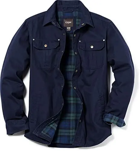 Produktbild: CQR Herren Baumwoll-Flanelljacke, weiche, gebürtstete Outdoor-Jacke, Hok750 1pack - Navy, S
