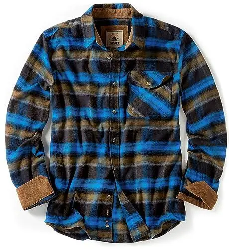 Produktbild: CQR Herren Langarm Flanell bequemes Button-up Baumwollhemd, Hof110 1pack - Forest Oasis, S