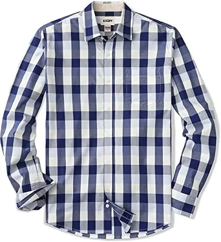 Produktbild: CQR Herren Regular Fit Langarm Hemd, Causual Button-Up Popline Hemd aus 100%, Tol503 1pack - Alloy Blue, S