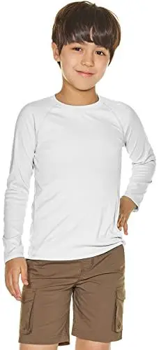 Produktbild: CQR Kinder USF 50+ Sommer-Shirts, Dry-Fit, Langarm-T-Shirt mit UV-Sonnenschutz, Angelshirts, athletisches Sport T-Shirt, Lol303 1pack - White, 8