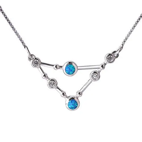 Produktbild: C·QUAN CHI Frauen Horoskop Sternzeichen Halskette Chic 925 Sterling Silber Ketten Halskette Natürliche Opal Konstellation Halskette 12A